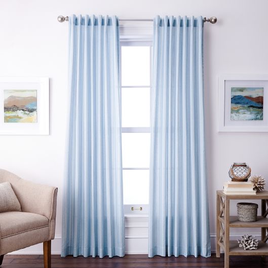 Coastal Life Denim Stripe Rod Pocket Back Tab Light Filtering Window Curtain Panel Bed Bath Beyond