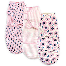 Touched by Nature Size 0-3M 3-Pack Blossoms Organic Cotton Swaddle Wraps in Pink