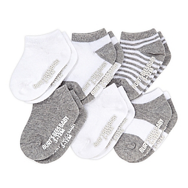 Burt&#39;s Bees Baby&reg; Size 3-12M 6-Pack Organic Cotton Socks in Heather Grey. View a larger version of this product image.