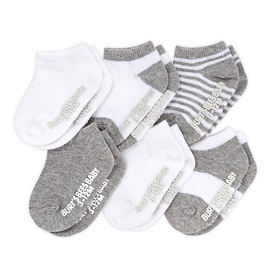 Alternate image 1 for Burt's Bees Baby® Size 3-12M 6-Pack Organic Cotton Socks in Heather Grey