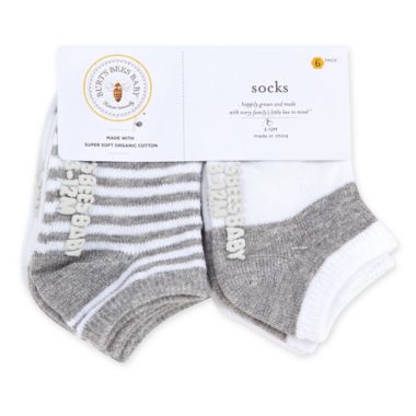 Burt's Bees Baby&reg; Size 12-24M 6-Pack Organic Cotton Socks in Heather Grey. View a larger version of this product image.