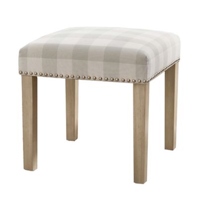 Bee &amp; Willow&trade; Ava Upholstered Gingham Ottoman in Sage Grey