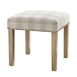 Bee & Willow™ Ava Upholstered Gingham Ottoman in Sage Grey
