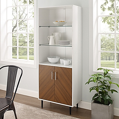 Forest Gate Modern Bookmatch Storage Hutch Bookshelf in White. View a larger version of this product image.