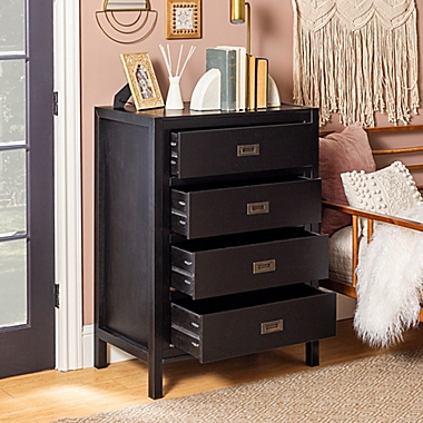 Forest Gate 4-Drawer Solid Wood Chest in Black. View a larger version of this product image.