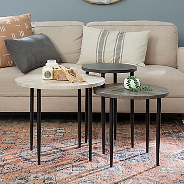 Forest Gate 3-Piece Two-Tone Nesting Round Tables Set with Gold Legs. View a larger version of this product image.