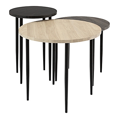 Forest Gate 3-Piece Two-Tone Nesting Round Tables Set with Gold Legs. View a larger version of this product image.