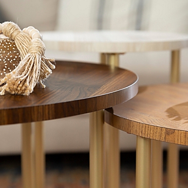 Forest Gate 3-Piece Two-Tone Nesting Round Tables Set with Black Legs. View a larger version of this product image.