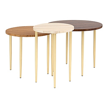 Forest Gate 3-Piece Two-Tone Nesting Round Tables Set with Black Legs. View a larger version of this product image.