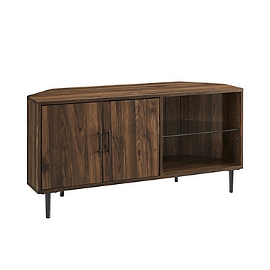 Forest Gate 48-Inch Midcentury Corner TV Stand in Dark Walnut. View a larger version of this product image.