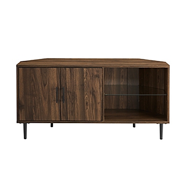 Forest Gate 48-Inch Midcentury Corner TV Stand in Dark Walnut. View a larger version of this product image.