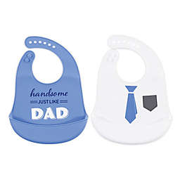 Hudson Baby® 2-Pack Handsome Like Dad Silicone Bibs in Blue/White