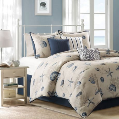 Madison Park Bayside 7 Piece Comforter Set In Blue Bed Bath Beyond