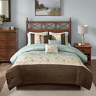 Madison Park Serene 7-Piece King Comforter Set in Blue. View a larger version of this product image.