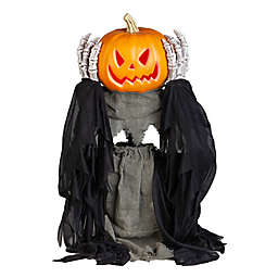 Animated Head Lifting Pumpkin Reaper Halloween Decoration