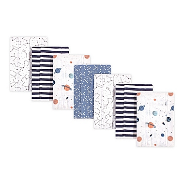 Hudson Baby&reg; 7-Pack Space Burp Cloths in White. View a larger version of this product image.