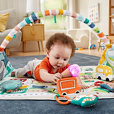Fisher-Price&reg; Activity City Gym to Jumbo Playmat in Blue. View a larger version of this product image.