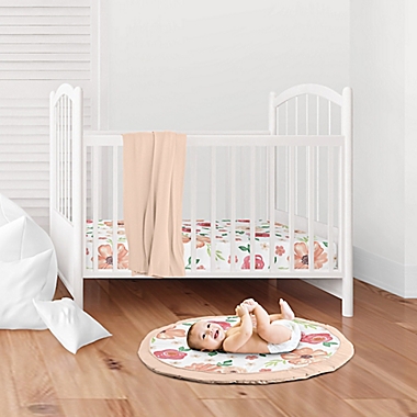 Sweet Jojo Designs&reg; Watercolor Floral Play Mat in Peach/Grey. View a larger version of this product image.