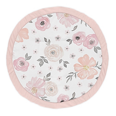 Sweet Jojo Designs&reg; Watercolor Floral Play Mat in Pink/Grey. View a larger version of this product image.