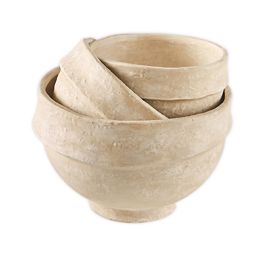 Mud Pie® Paper Mache Nested Bowl Set in White | Bed Bath & Beyond