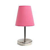 Simple Designs Sand Nickel Mini Basic Table Lamp in Pink with Fabric Shade