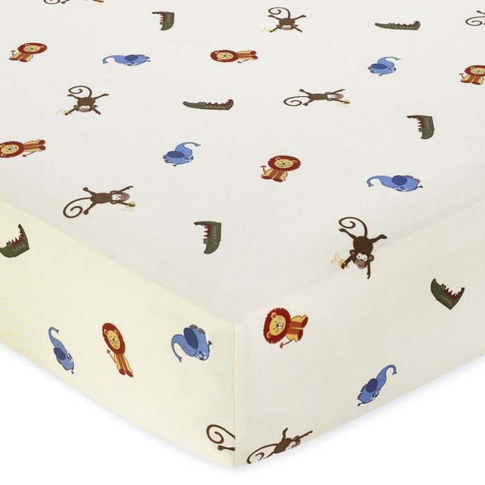 Sweet Jojo Designs Jungle Time Fitted Crib Sheet In Animal Print