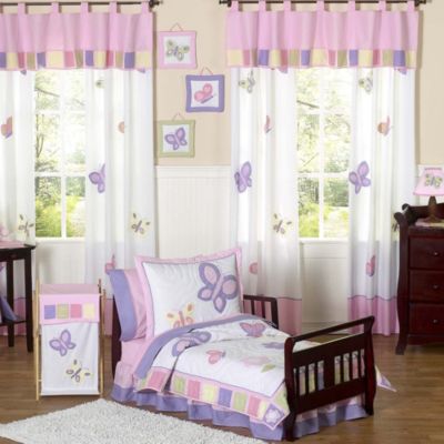 Sweet Jojo Designs Butterfly Collection 5-Piece ToddlerComforter Set in Pink/Purple  | Bed Bath & Beyond