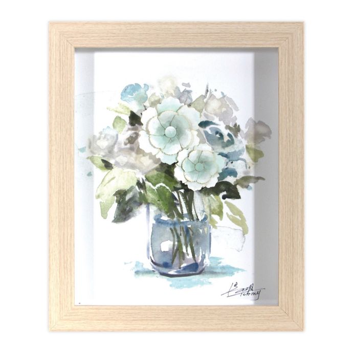 Paper Flower Vase 8 Inch X 10 Inch Wood Shadow Box Wall Art In Blue Bed Bath And Beyond Canada