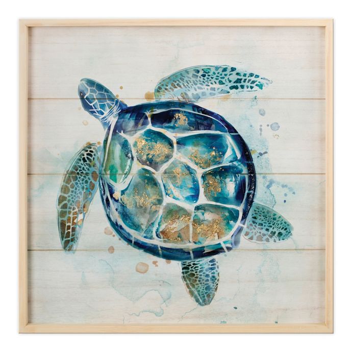 Wadou Turtle 20 Inch X 20 Inch Wooden Framed Print Wall Art Bed Bath And Beyond Canada