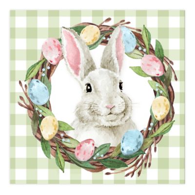 Set of 2 "Here Comes Easter" Rabbit and Colorful Eggs Easter Towels