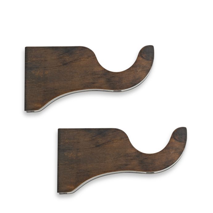 Cambria Premier Wood Drapery Bracket In Chocolate Set Of 2
