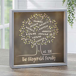 Tree of Life Personalized Grey LED Light Shadow Box Collection