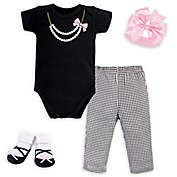 Little Treasure&trade; Size 0-6M 4-Piece Pearls Gift Set in Black/White