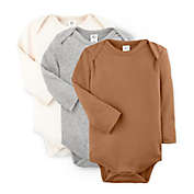 Colored Organics 3-Pack Long Sleeve Organic Cotton Bodysuits in Ginger