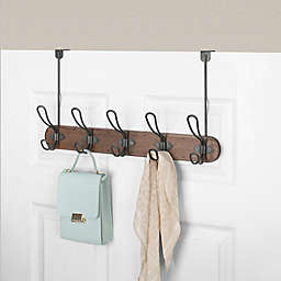 Spectrum® Millbrook Wooden 5-Hook Over-the-Door Rack in Brown/Grey