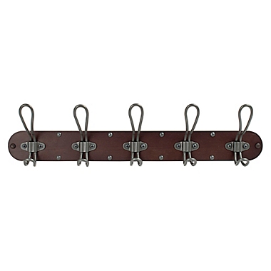 Spectrum Millbrook Wood Wall Mount 5-Hook Rack in Coffee. View a larger version of this product image.