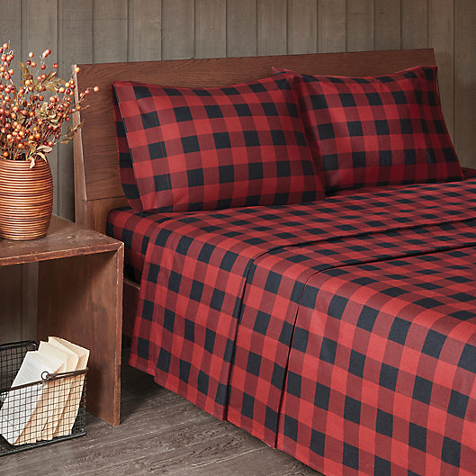 Alternate image 1 for Woolrich® Buffalo Check Flannel California King Sheet Set in Red