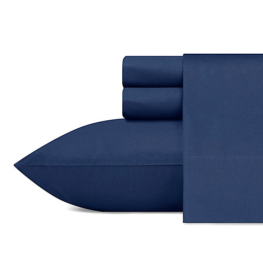 Alternate image 1 for Nautica® 200-Thread-Count Solid Captain's Queen Sheet Set in Blue