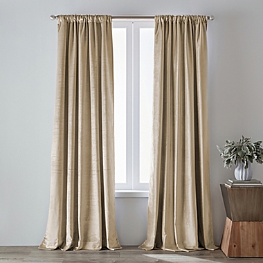 O&amp;O by Olivia &amp; Oliver&trade; Velvet 63-Inch Rod Pocket Curtain Panel in Khaki. View a larger version of this product image.