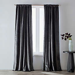 O&O by Olivia & Oliver™ Velvet 63-Inch Rod Pocket Curtain Panel in Charcoal