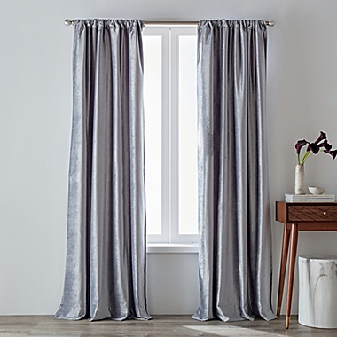 O&amp;O by Olivia &amp; Oliver&trade; Velvet 95-Inch Rod Pocket Curtain Panel in Blue. View a larger version of this product image.