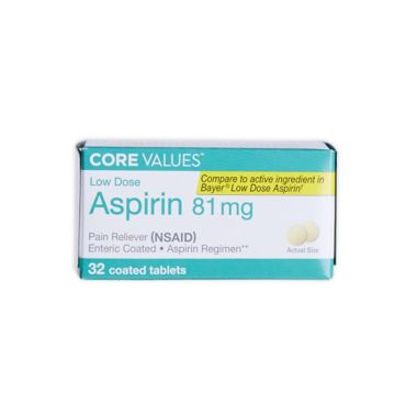 Core Values&trade; 32-Count 81 mg Low-Dose Aspirin Tablets. View a larger version of this product image.