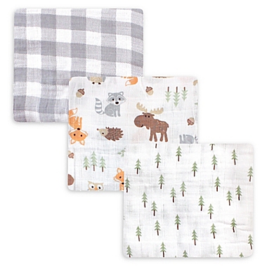 Hudson Baby&reg; 3-Pack Woodland Muslin Swaddle Blankets. View a larger version of this product image.