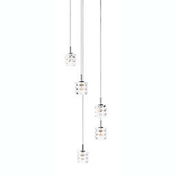 Safavieh Hadden 5-Light Ceiling Pendant in Chrome with Glass Shades