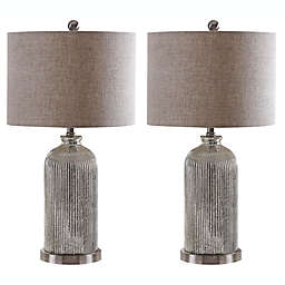 Safavieh Ashson 2-Light LED Table Lamp in Silver/Ivory (Set of 2)