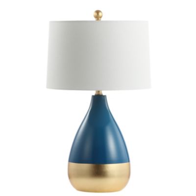 blue and gold lamp shade