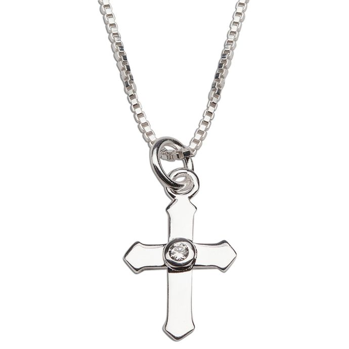 Cherished Moments Sterling Silver Cross Charm Necklace | Bed Bath & Beyond