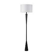 Globe Electric Temple Floor Lamp in Matte Black with White Fabric Shade