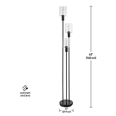 Globe Electric Annecy 3-Light Floor Lamp in Dark Bronze with Individual On/Of Rotary Switches. View a larger version of this product image.