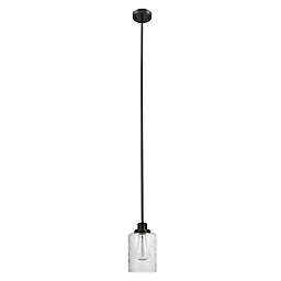 Globe Electric Annecy 1-Light Pendant Light in Dark Bronze with Seeded Glass Shade